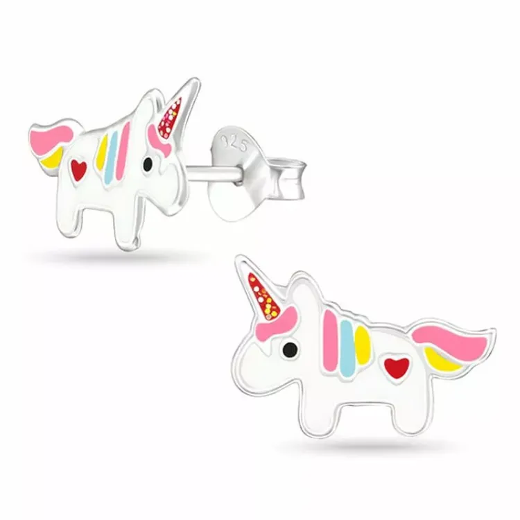Bezaubernder einhorn ohrstecker in silber