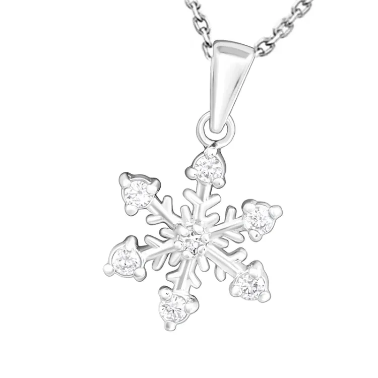 Schneeflocke Zirkon Halskette aus Silber und Anhänger aus Silber - Little Ones