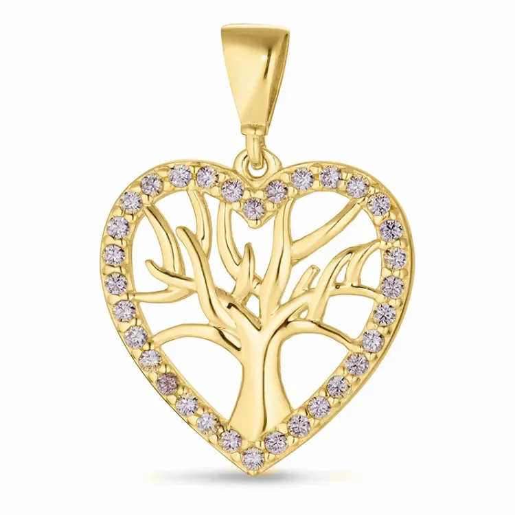 Herz Lebensbaum Zirkon Anhänger aus 9 Karat Gold - Gold Collection