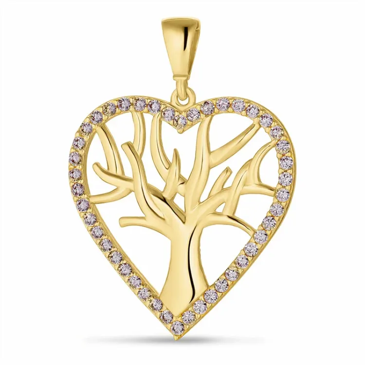 Herz Lebensbaum Zirkon Anhänger aus 9 Karat Gold - Gold Collection