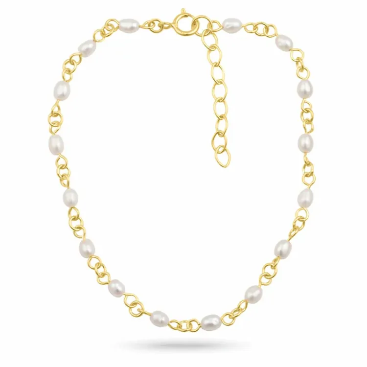 Perle Armband aus vergoldetem Sterlingsilber und Anhänger aus vergoldetem Sterlingsilber