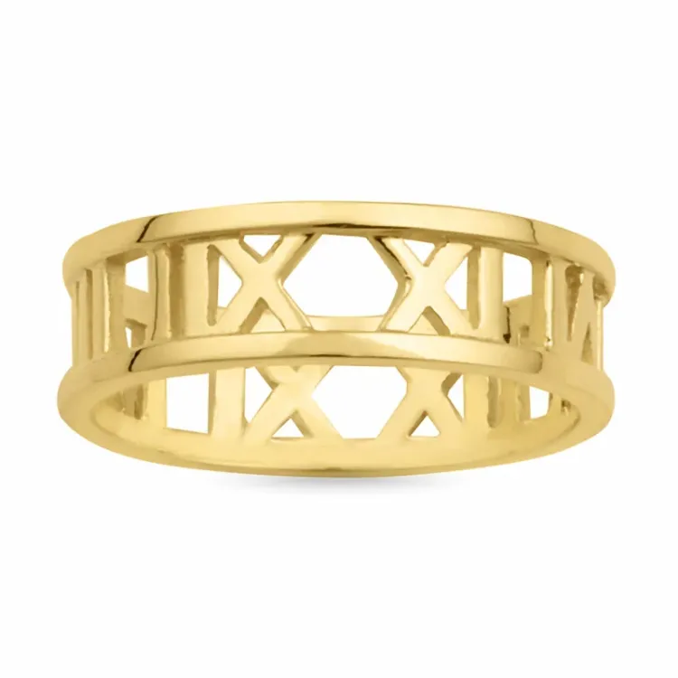 römische Zahlen Ring aus vergoldetem Sterlingsilber