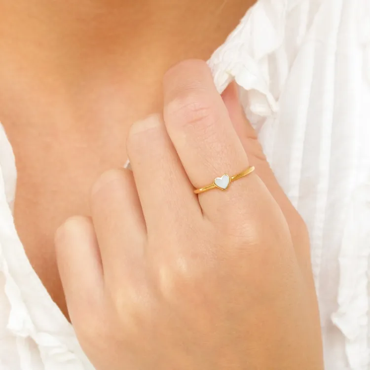 Herz Mondstein Ring aus vergoldetem Sterlingsilber