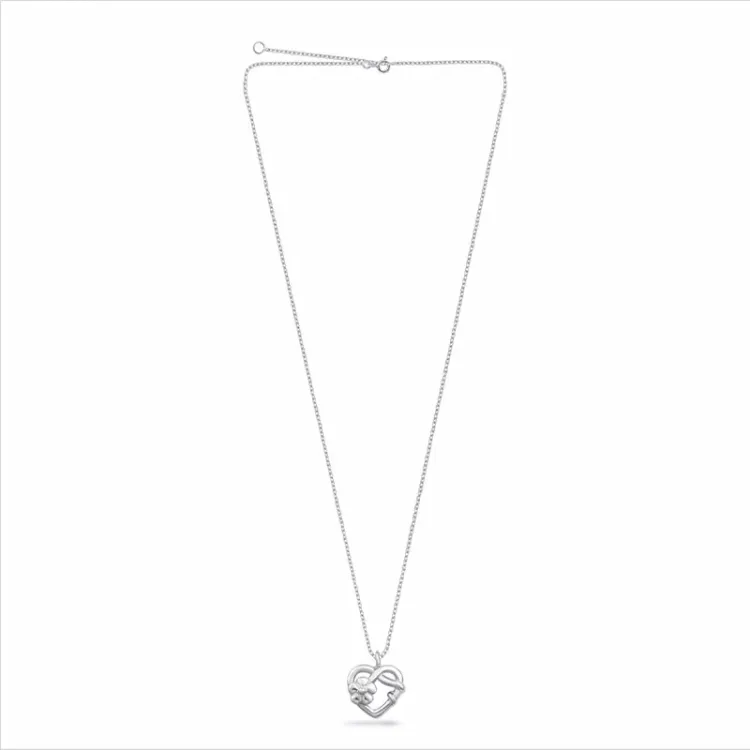 Herz Blumen Halskette aus Silber und Anhänger aus Silber