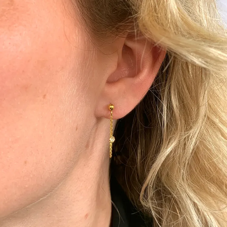 lange Bergkristall ketten ohrringe in vergoldetem Silber