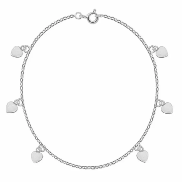 Fußkette aus silber und herzförmiger anhänger aus silber