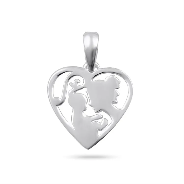 Herz Mutter und Kind Anhänger aus Silber