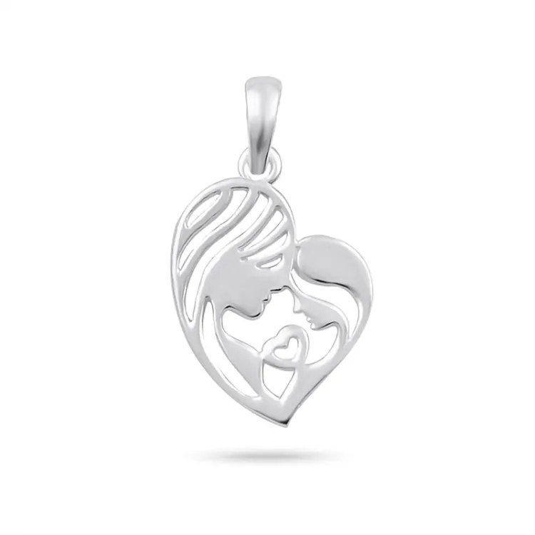 Herz Mutter und Kind Anhänger aus Silber