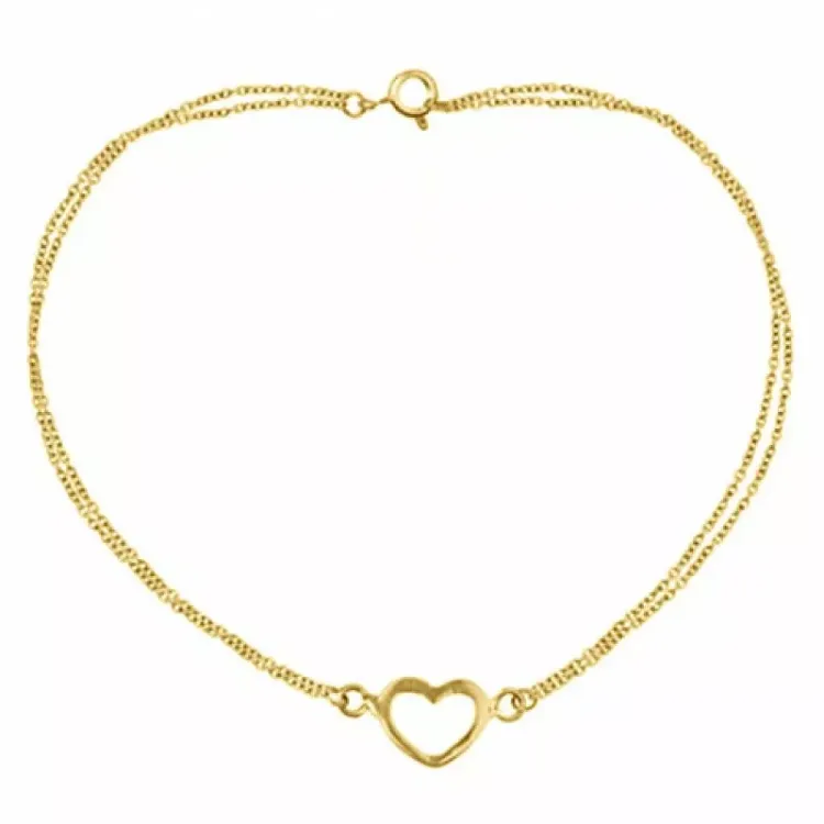 Fußkette aus vergoldetem sterlingsilber und herzförmiger anhänger aus vergoldetem sterlingsilber