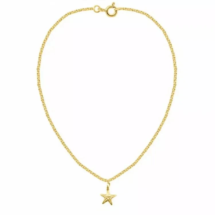 Fußkette aus vergoldetem sterlingsilber und stern aus vergoldetem sterlingsilber