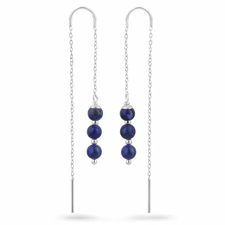 Lapis Lazuli ketten ohrringe in Silber - Loom Stones