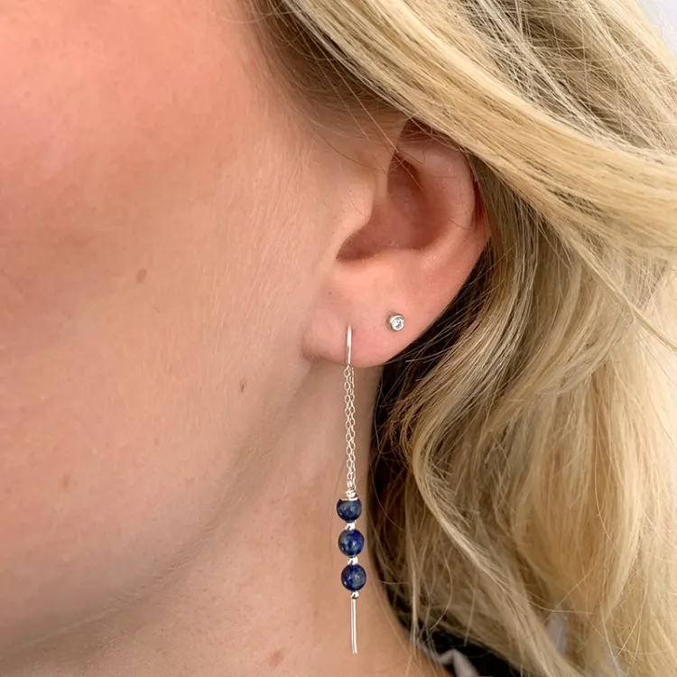 Lapis Lazuli ketten ohrringe in Silber - Loom Stones