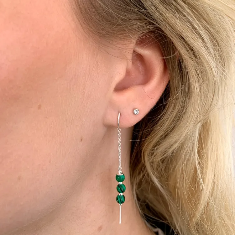 Malachit ketten ohrringe in Silber - Loom Stones