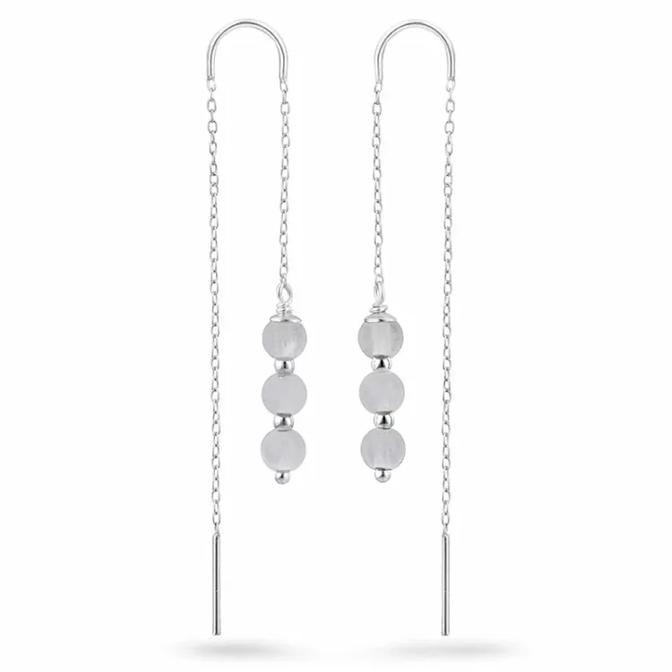Mondstein ketten ohrringe in Silber - Loom Stones