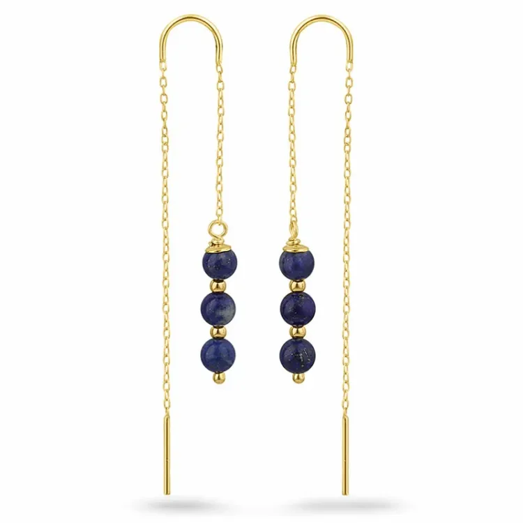 Lapis Lazuli ketten ohrringe in vergoldetem Silber - Loom Stones