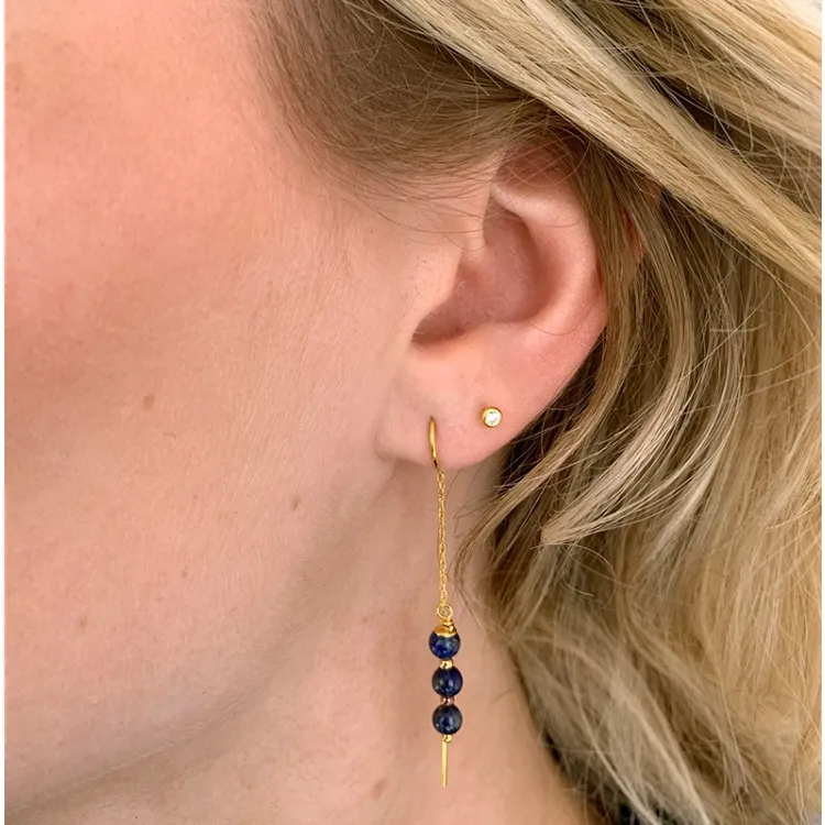 Lapis Lazuli ketten ohrringe in vergoldetem Silber - Loom Stones
