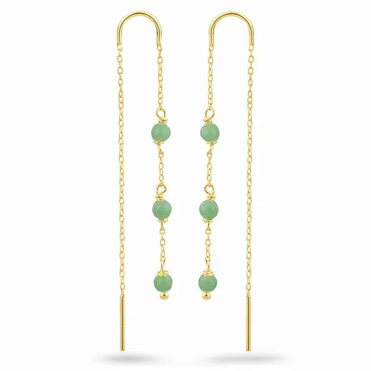 Amazonit ketten ohrringe in vergoldetem Silber - Loom Stones