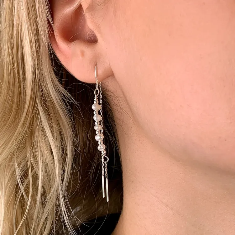 Perle ketten ohrringe in Silber