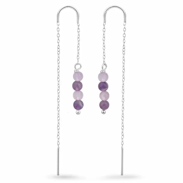 lavendelfarbenem Amethyst ketten ohrringe in Silber - Loom Stones