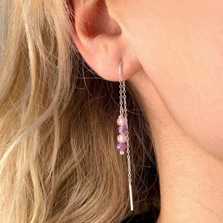 lavendelfarbenem Amethyst ketten ohrringe in Silber - Loom Stones