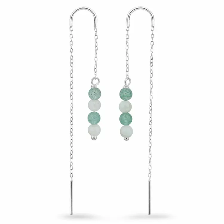 Amazonit ketten ohrringe in Silber - Loom Stones