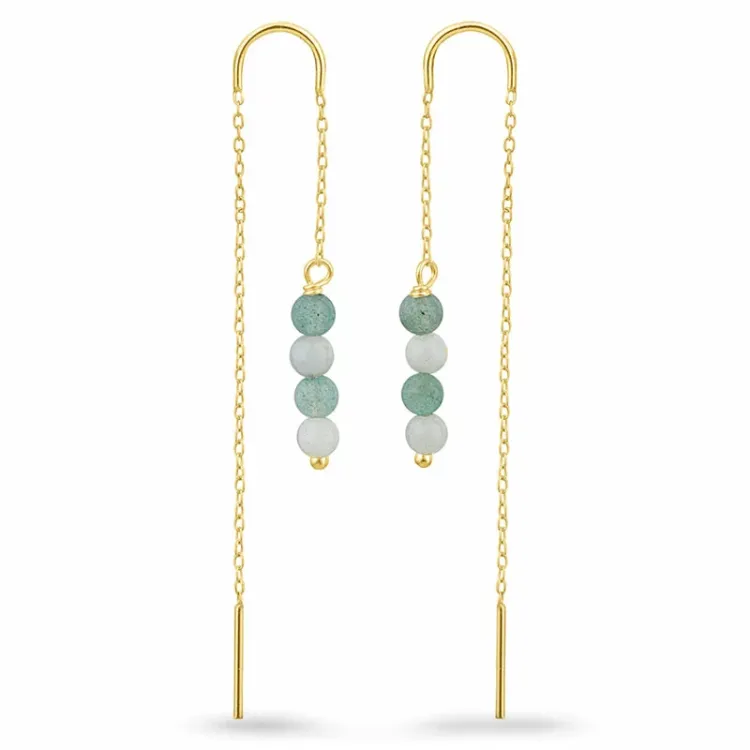 Amazonit ketten ohrringe in vergoldetem Silber - Loom Stones