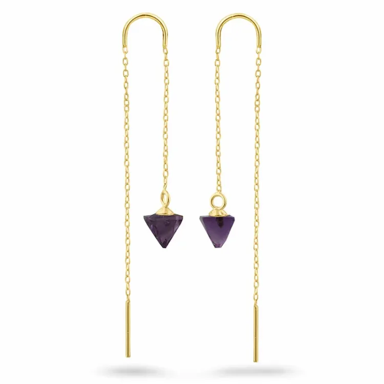 Amethyst ketten ohrringe in vergoldetem Silber