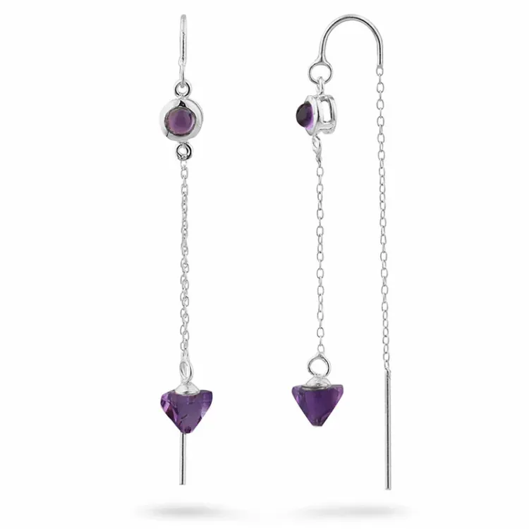 Amethyst ketten ohrringe in Silber - Loom Stones