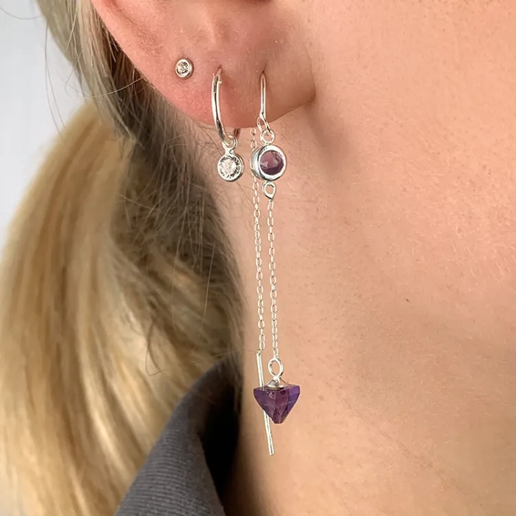 Amethyst ketten ohrringe in Silber - Loom Stones