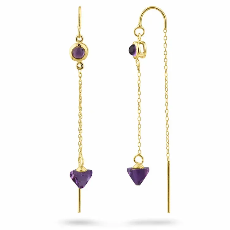 Amethyst ketten ohrringe in vergoldetem Silber - Loom Stones