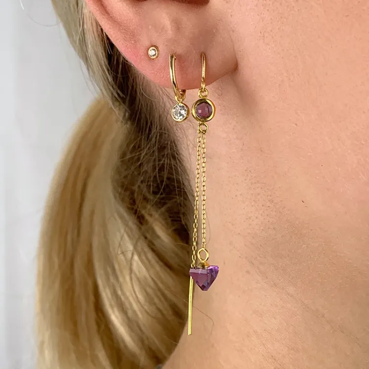 Amethyst ketten ohrringe in vergoldetem Silber - Loom Stones