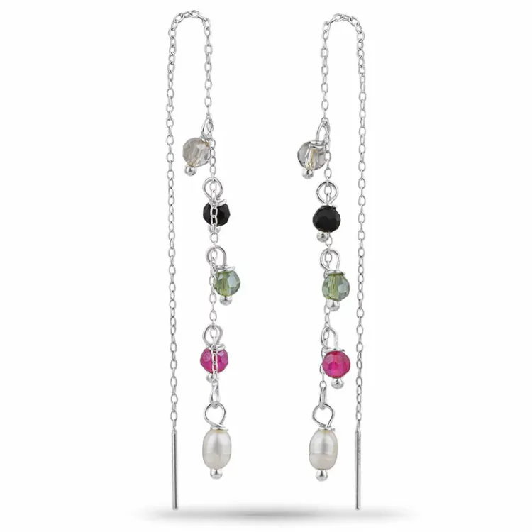 mehrfarbigen Schmuckstein ketten ohrringe in Silber - Loom Stones