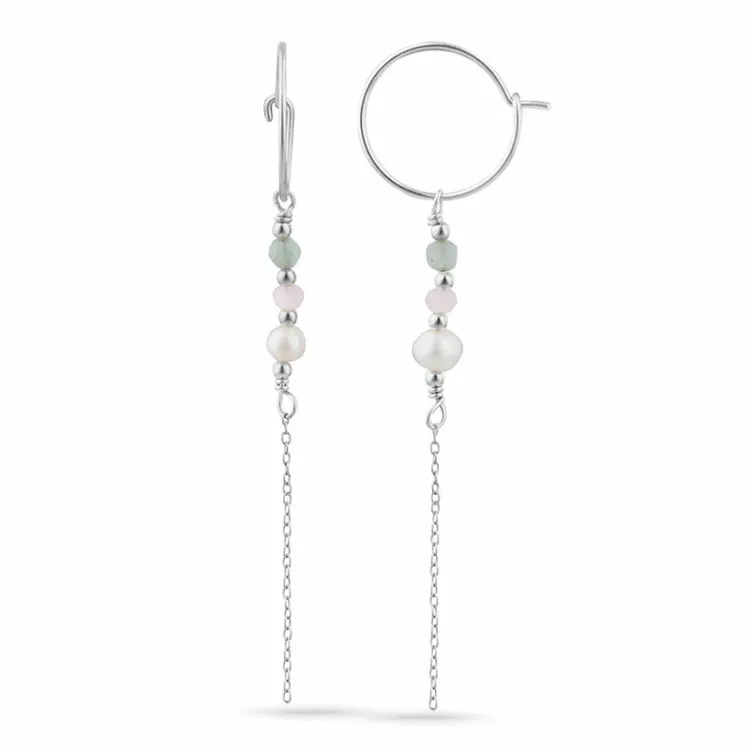grünen Achat ketten ohrringe in Silber - Loom Stones