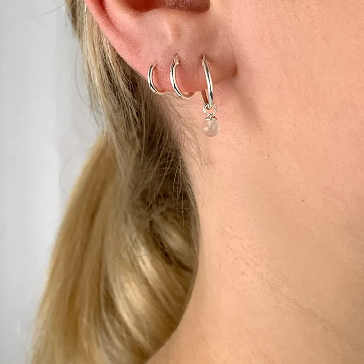 12 mm altrosa Quarz Kreole in Silber - Loom Stones