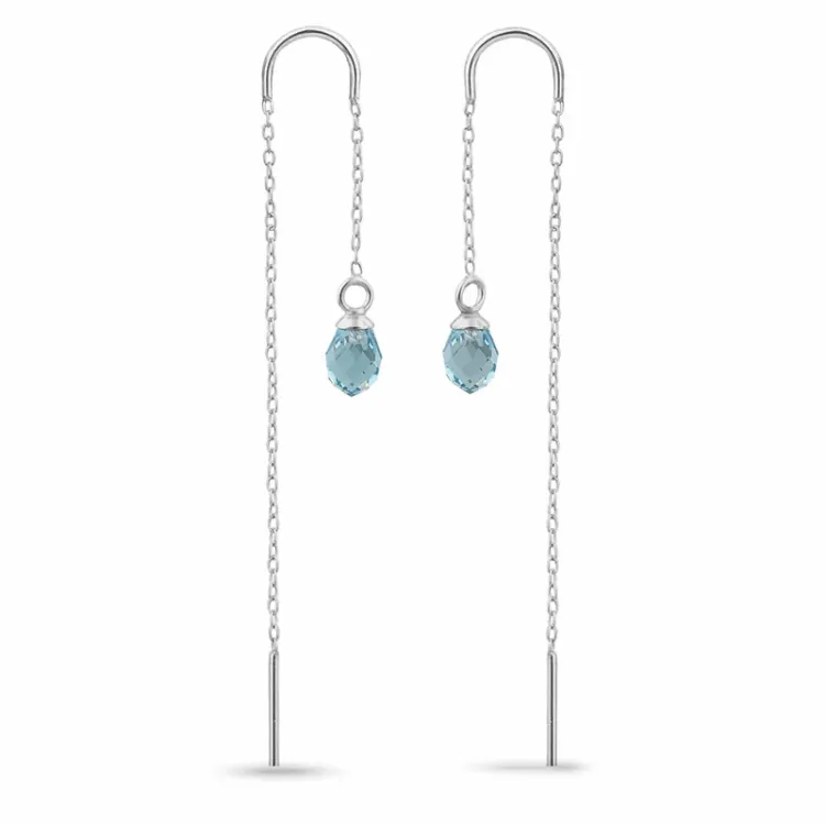 blauem Topas-Glas ketten ohrringe in Silber - Loom Stones