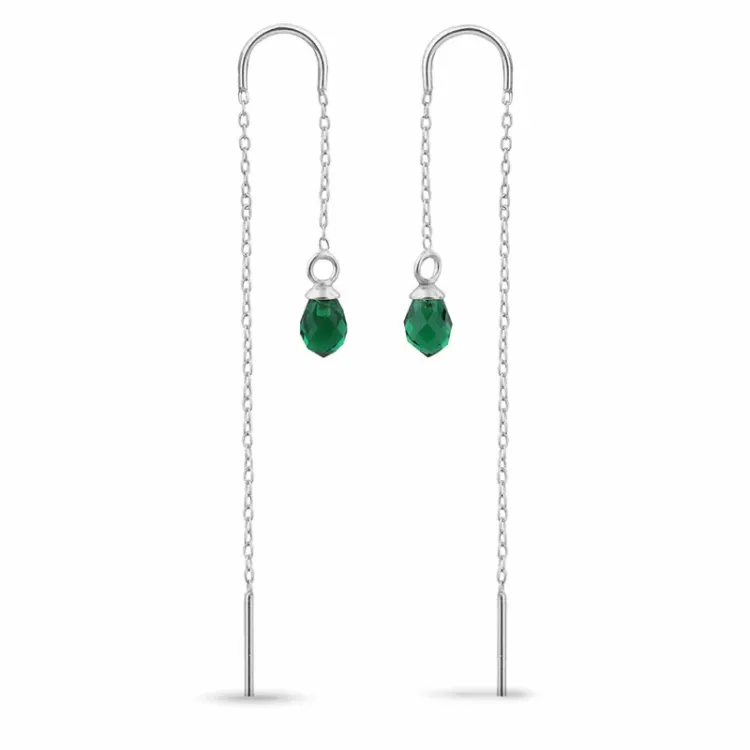 Smaragdglas ketten ohrringe in Silber - Loom Stones