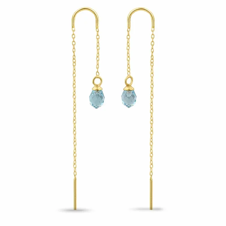 blauem Topas-Glas ketten ohrringe in vergoldetem Silber - Loom Stones