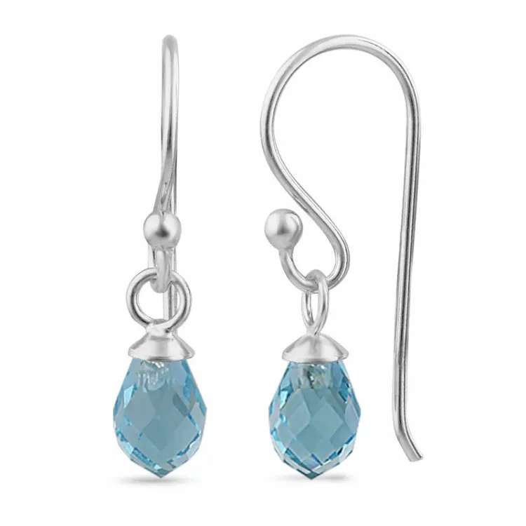 blauem Topas-Glas Ohrhänger in Silber - Loom Stones