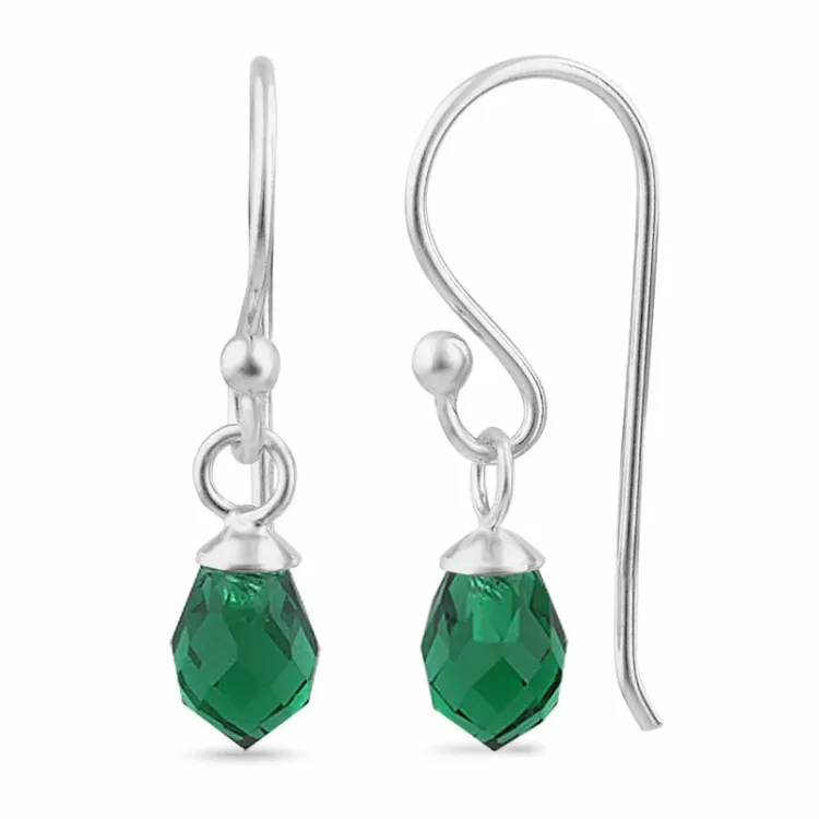 Smaragdglas Ohrhänger in Silber - Loom Stones