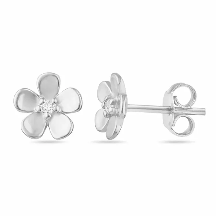 Blumen Ohrstecker in Silber