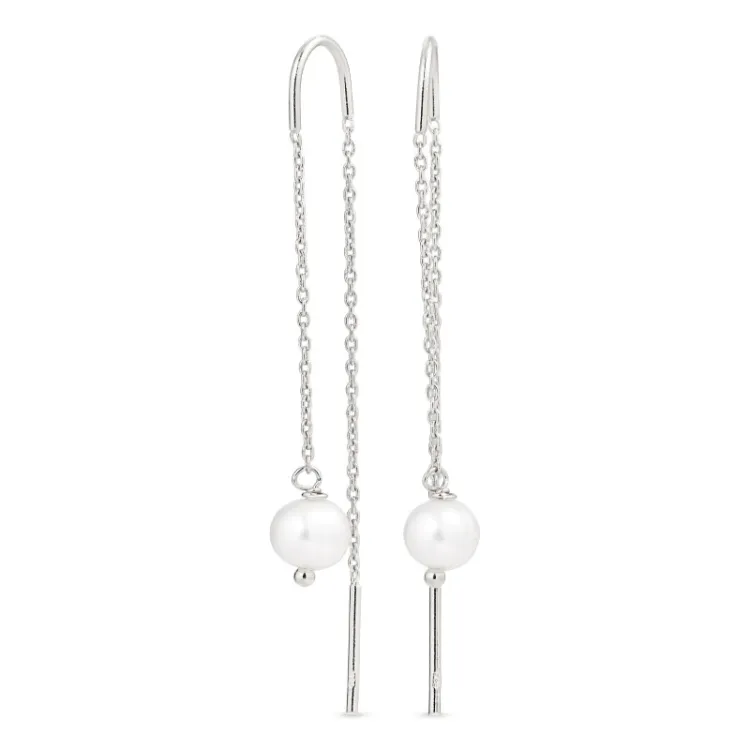 lange Perle ketten ohrringe in Silber