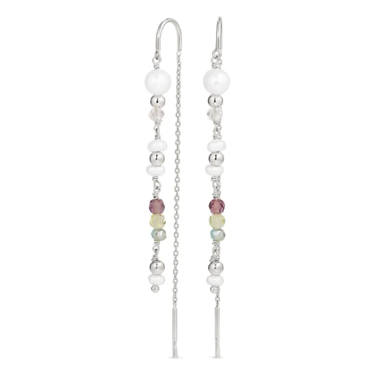 lange ketten ohrringe in Silber - Loom Stones