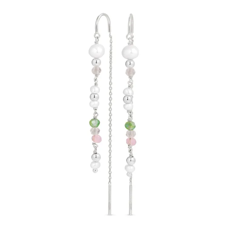 lange ketten ohrringe in Silber - Loom Stones
