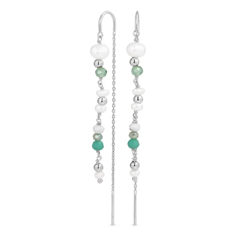 lange ketten ohrringe in Silber - Loom Stones