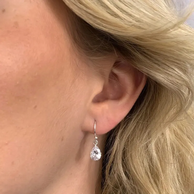 Lange tropfen zirkon ohrringe in silber