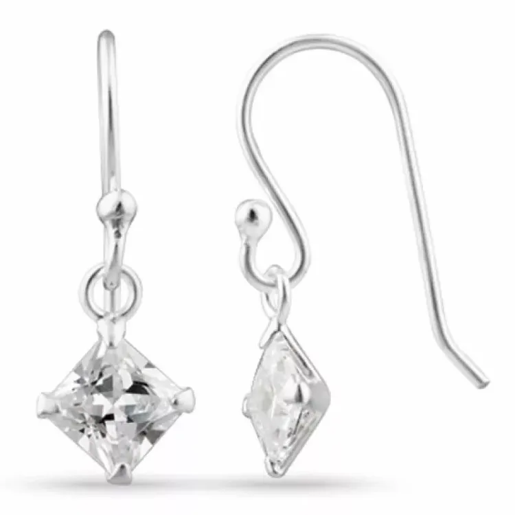 Lange viereckigem zirkon ohrringe in silber