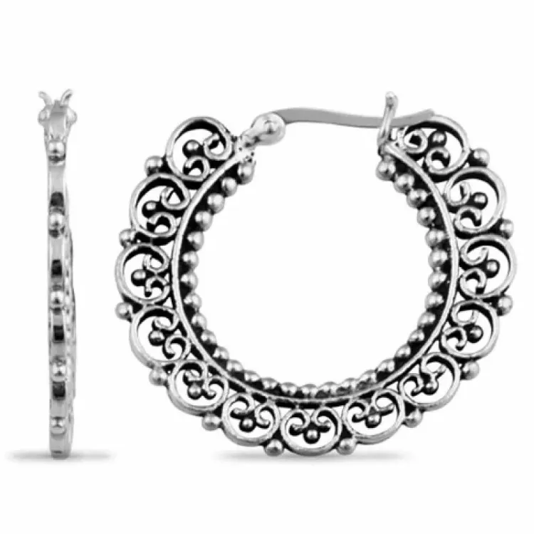 runder Ohrringe in Silber
