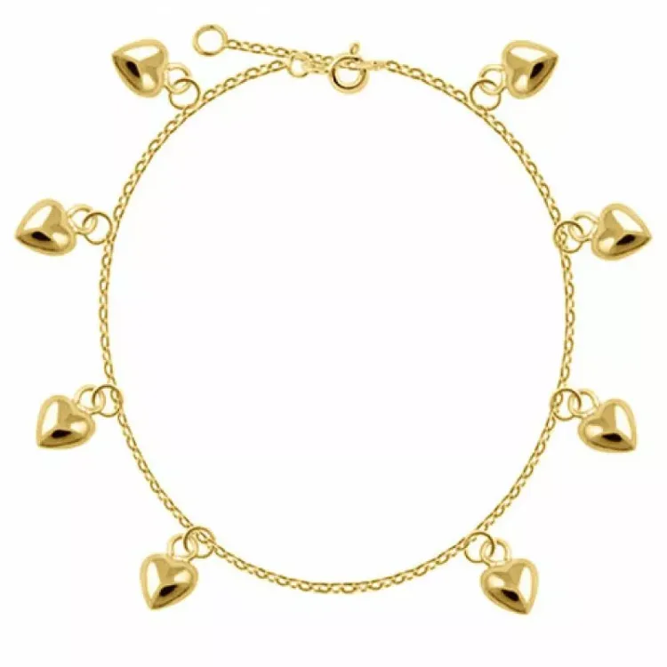 Herz Armband aus vergoldetem Sterlingsilber und Anhänger aus vergoldetem Sterlingsilber