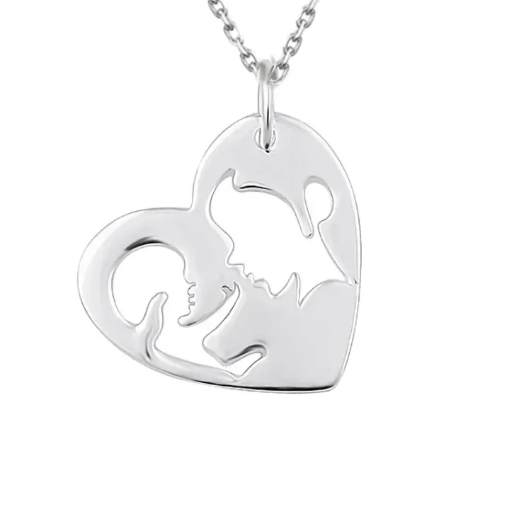 Herz Mutter und Kind Halskette aus Silber und Anhänger aus Silber