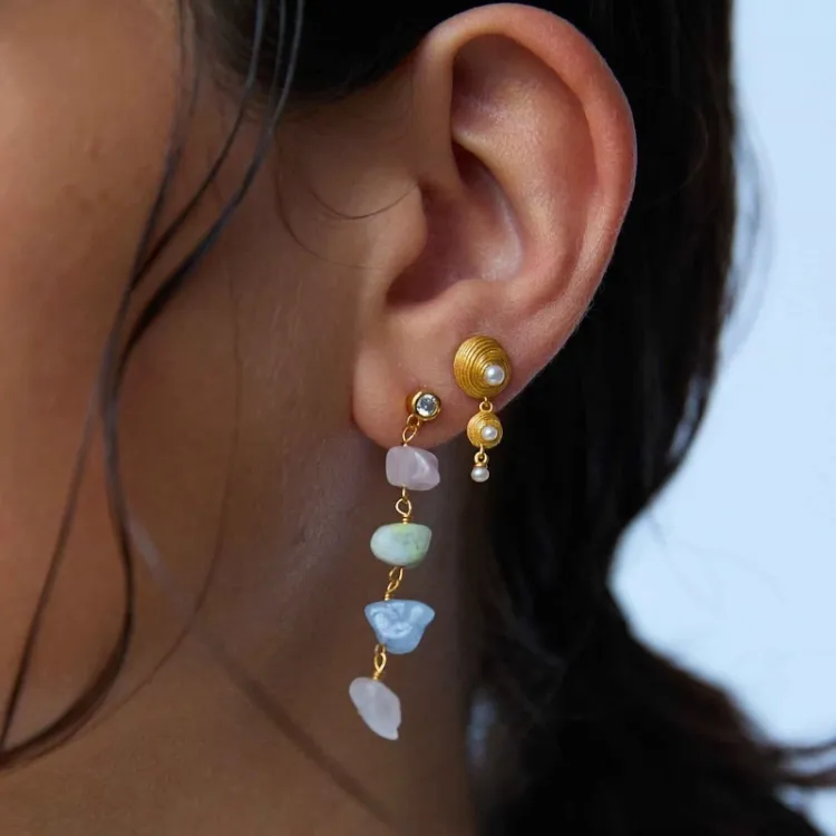 Hultquist Shelly double Perle Ohrringe in vergoldetem Sterlingsilber